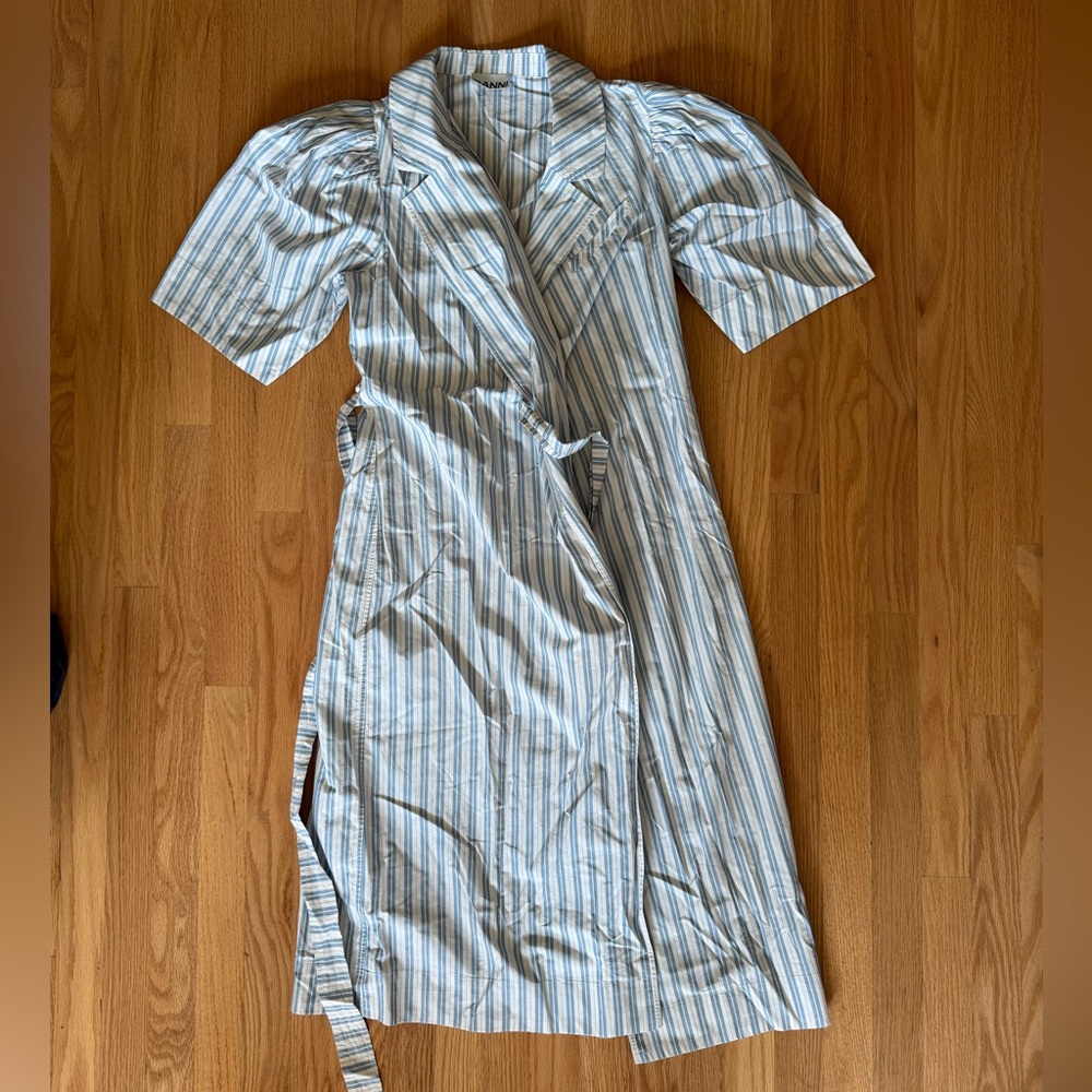 Ganni Striped Dress in Blue and White